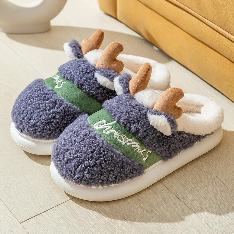 Christmas Shoes Winter Home Slippers Elk Soft Cozy - Homey Footwear