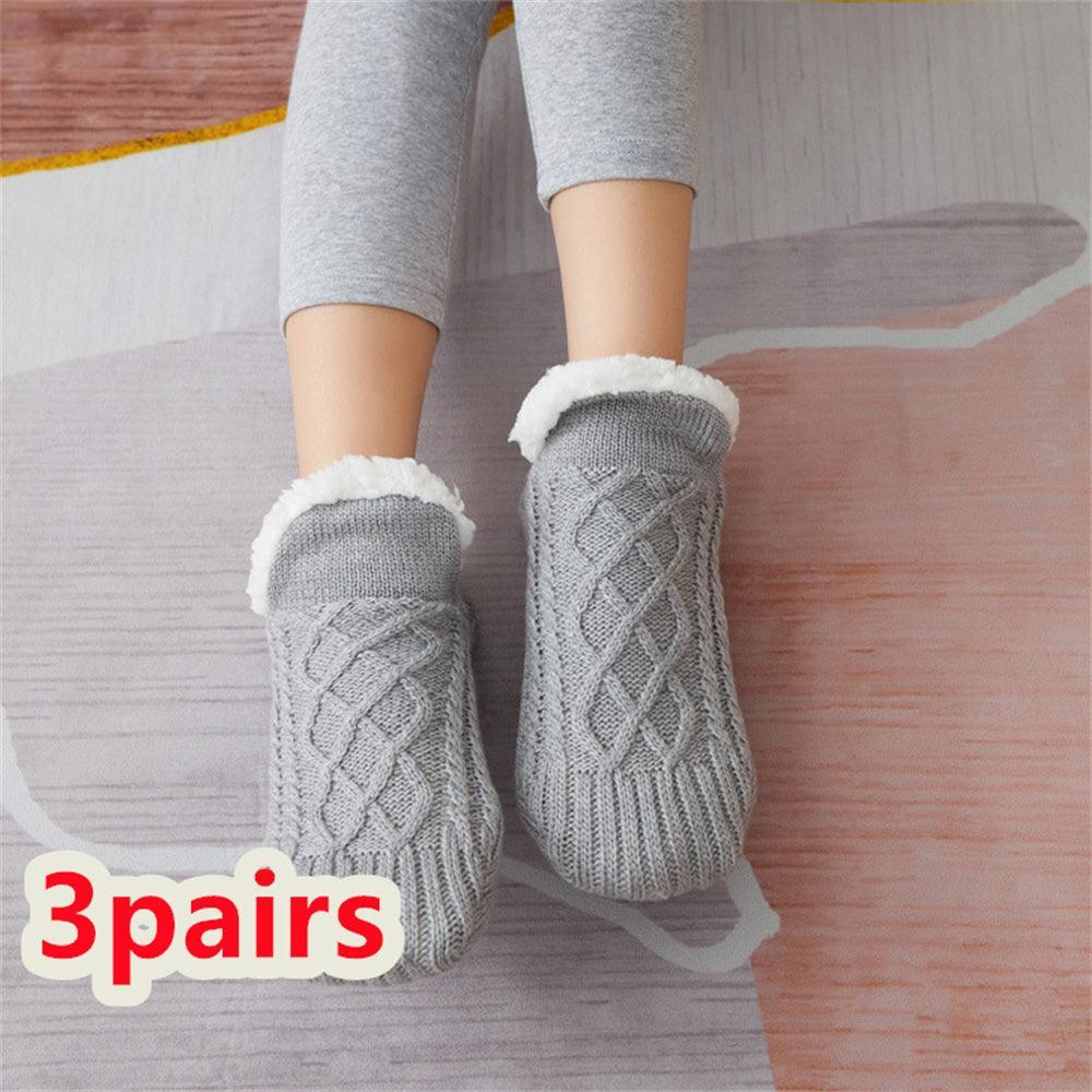 Winter Woolen Socks Women Thicken Warm Home Bedroom Socks Slippers Men Non-slip Foot Warmer Snow Socks Calcetines Mujer - Homey Footwear