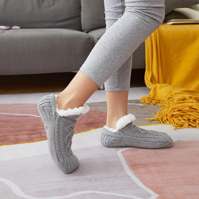 Winter Woolen Socks Women Thicken Warm Home Bedroom Socks Slippers Men Non-slip Foot Warmer Snow Socks Calcetines Mujer - Homey Footwear