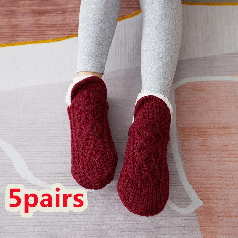 Winter Woolen Socks Women Thicken Warm Home Bedroom Socks Slippers Men Non-slip Foot Warmer Snow Socks Calcetines Mujer - Homey Footwear