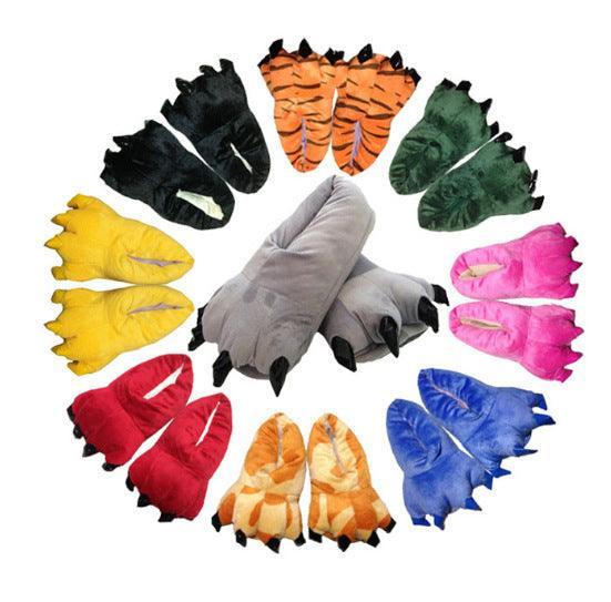 Winter Soft Warm Dinosaur Paw Funny Slippers for Men Women Kids Parent-child Home House Slipper Shoes Room Cotton Shoes - Homey Footwear