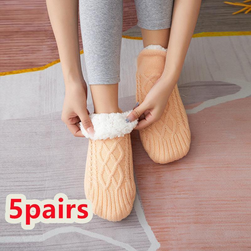 Winter Woolen Socks Women Thicken Warm Home Bedroom Socks Slippers Men Non-slip Foot Warmer Snow Socks Calcetines Mujer - Homey Footwear