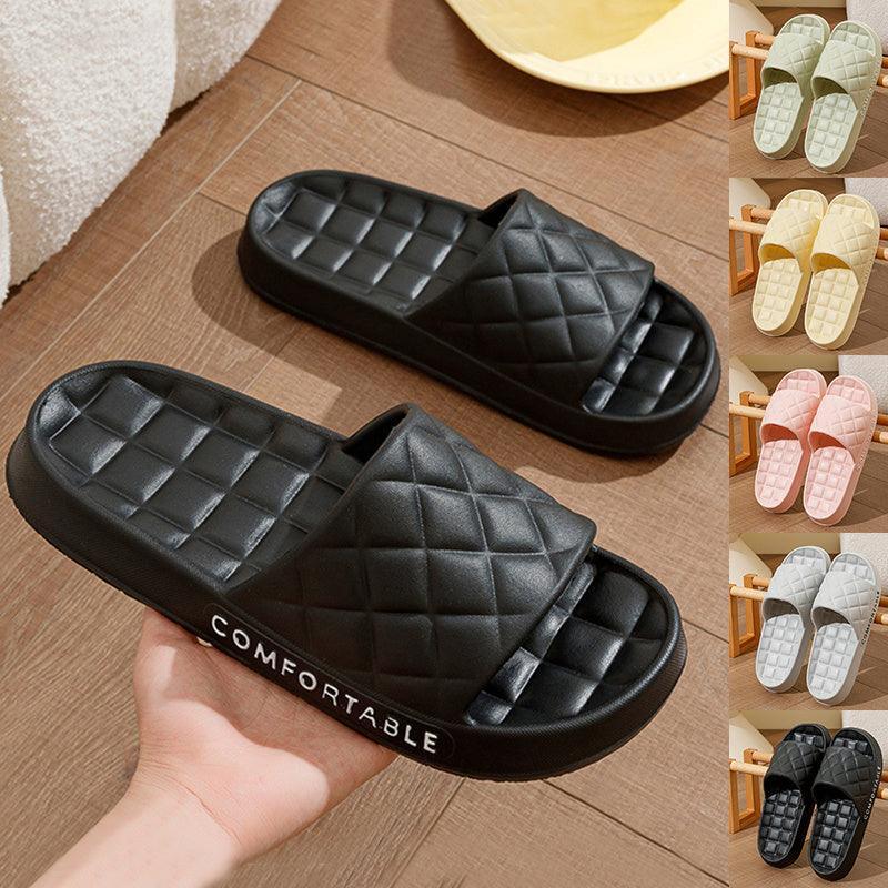 Men's Home Slippers With Plaid Design Soft-soled Silent Indoor Floor Bathing Slippers Women House Shoes Summer - Homey Footwear