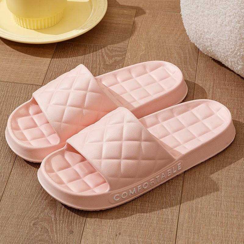 Men's Home Slippers With Plaid Design Soft-soled Silent Indoor Floor Bathing Slippers Women House Shoes Summer - Homey Footwear