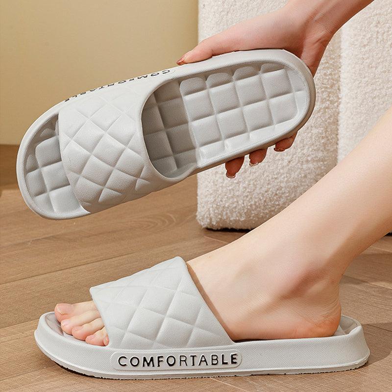 Men's Home Slippers With Plaid Design Soft-soled Silent Indoor Floor Bathing Slippers Women House Shoes Summer - Homey Footwear