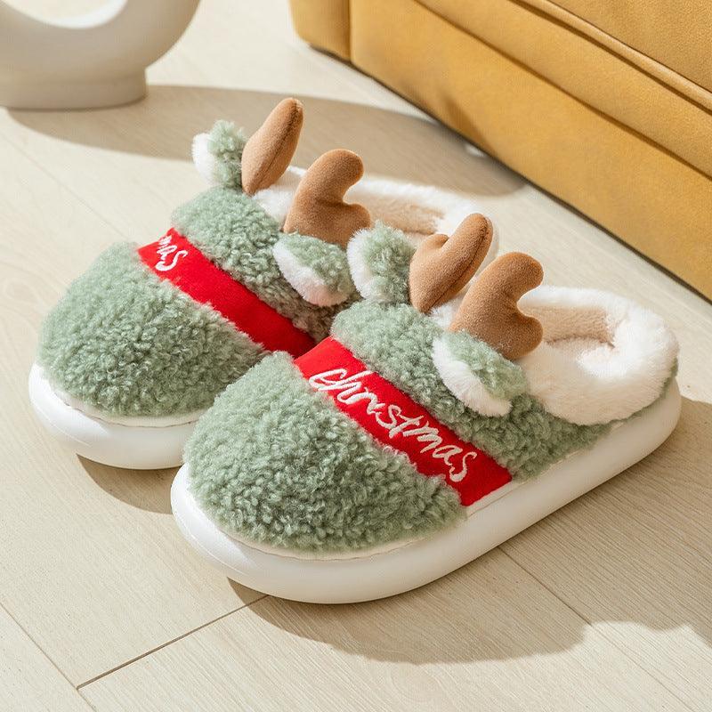 Christmas Shoes Winter Home Slippers Elk Soft Cozy - Homey Footwear