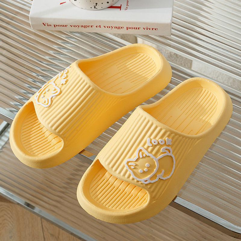 Cute Cat Slippers Summer Women Home Shoes Bath Thick Platform Non-Slip Slides Indoor Outdoor - Homey Footwear