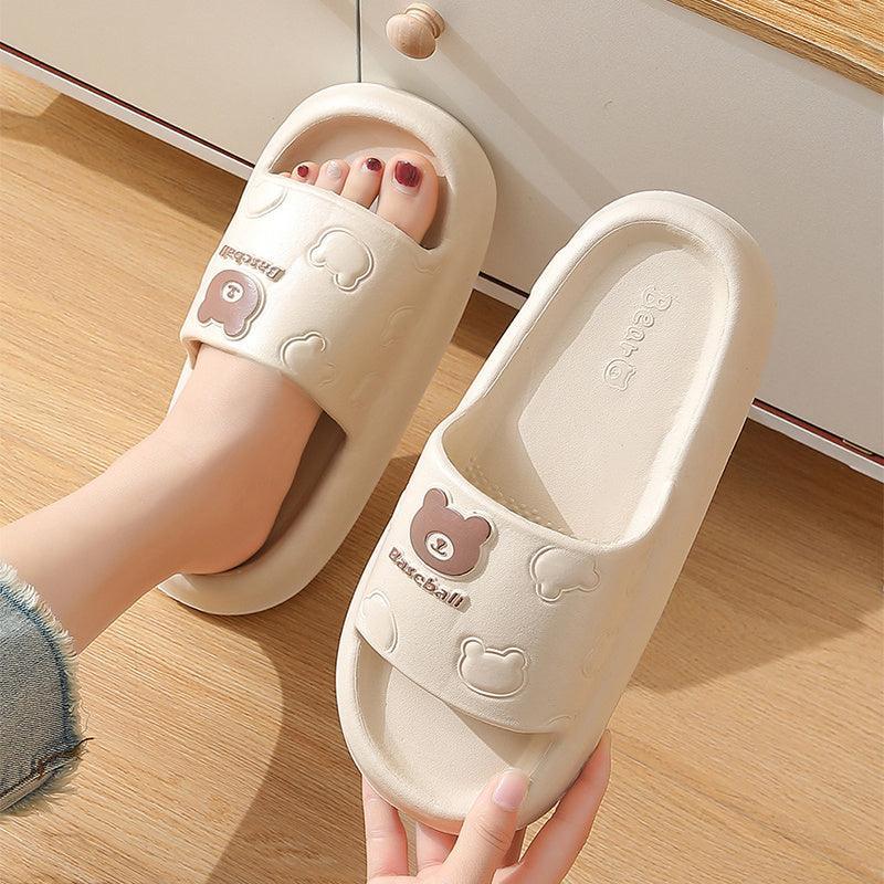 Cute Cartoon Bear Slippers For Women Summer Indoor - Homey Footwear