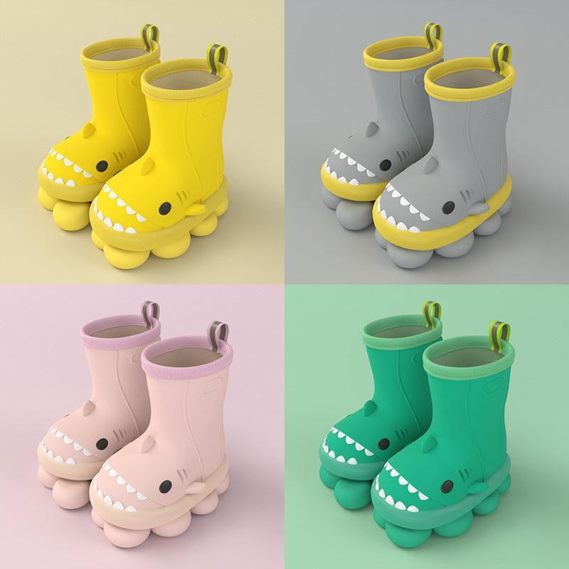 Children Boys Girls Cute Cartoon Waterproof Shoes Safety Rubber Shark Slippers Kids Rain Boots - Homey Footwear