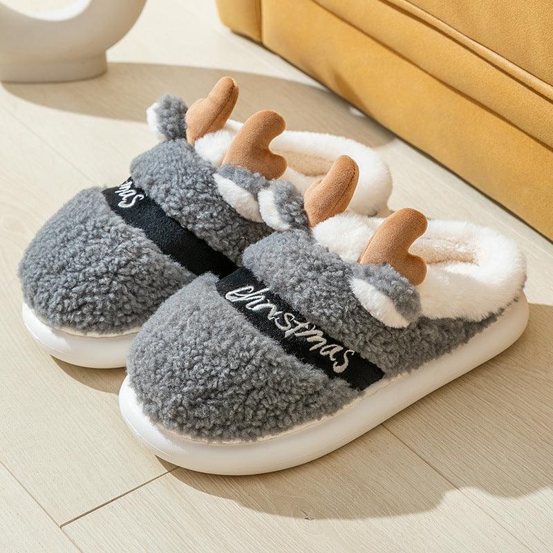 Christmas Shoes Winter Home Slippers Elk Soft Cozy - Homey Footwear