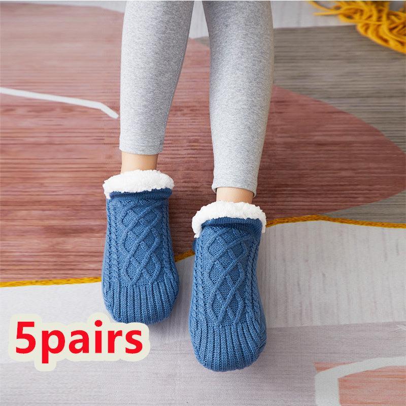 Winter Woolen Socks Women Thicken Warm Home Bedroom Socks Slippers Men Non-slip Foot Warmer Snow Socks Calcetines Mujer - Homey Footwear