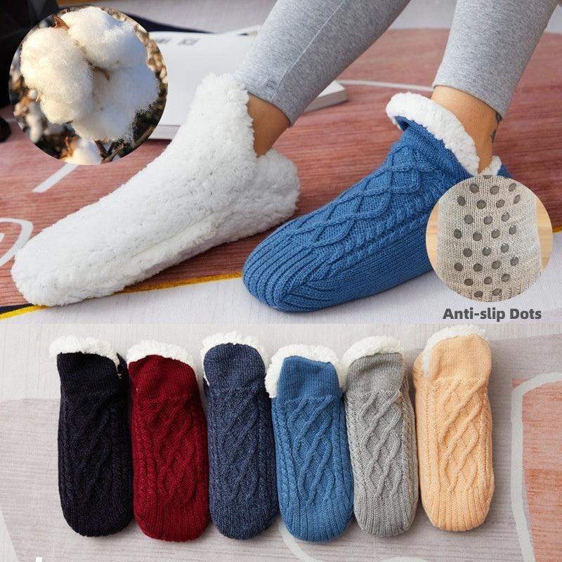 Winter Woolen Socks Women Thicken Warm Home Bedroom Socks Slippers Men Non-slip Foot Warmer Snow Socks Calcetines Mujer - Homey Footwear