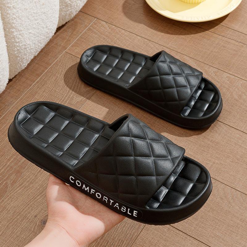 Men's Home Slippers With Plaid Design Soft-soled Silent Indoor Floor Bathing Slippers Women House Shoes Summer - Homey Footwear