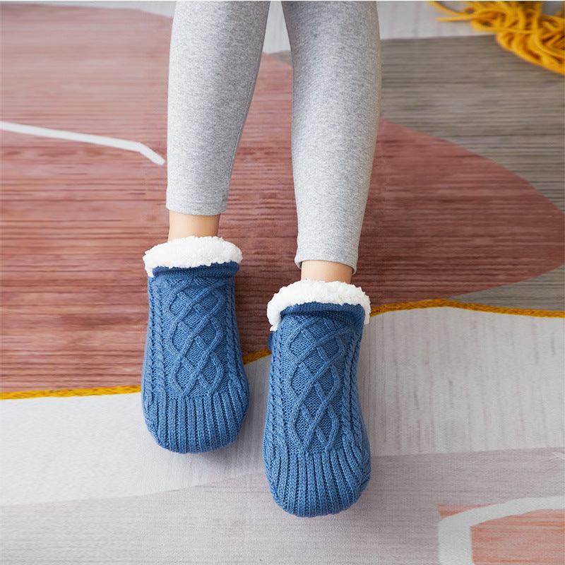 Winter Woolen Socks Women Thicken Warm Home Bedroom Socks Slippers Men Non-slip Foot Warmer Snow Socks Calcetines Mujer - Homey Footwear