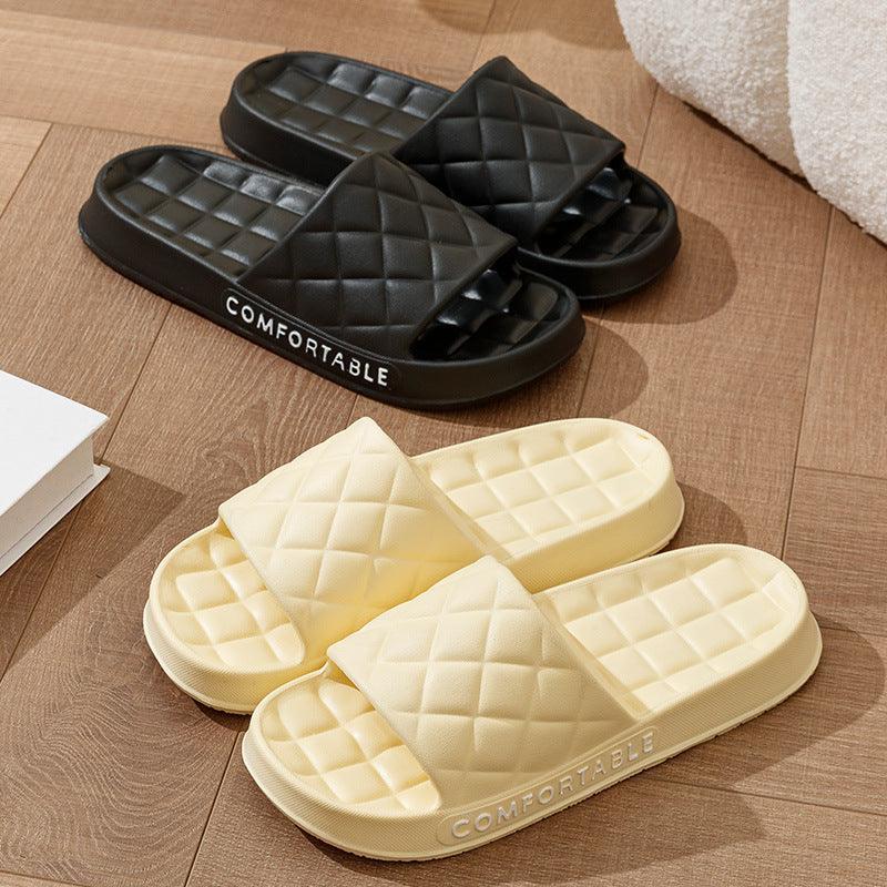 Men's Home Slippers With Plaid Design Soft-soled Silent Indoor Floor Bathing Slippers Women House Shoes Summer - Homey Footwear