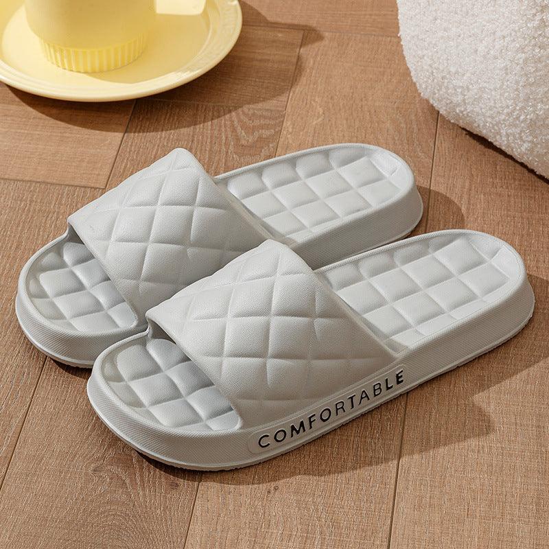 Men's Home Slippers With Plaid Design Soft-soled Silent Indoor Floor Bathing Slippers Women House Shoes Summer - Homey Footwear