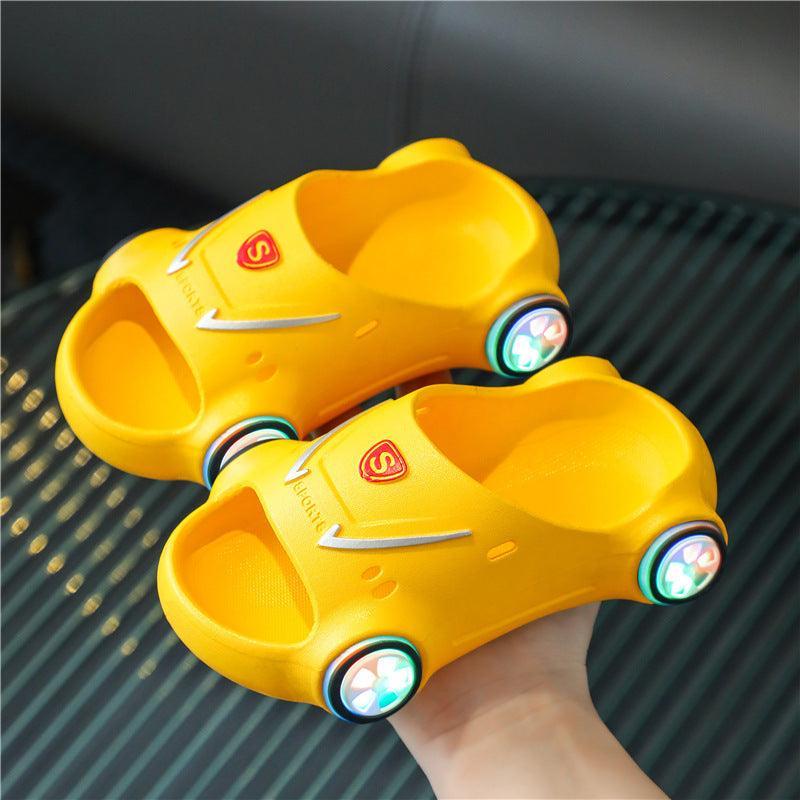 Kids Glowing Slippers Cartoon Car Sandals Children Sandals Anti Slip Boys Girls Luminous Slippers Summer Beach Shoes - Homey Footwear