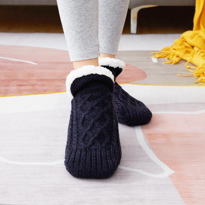 Winter Woolen Socks Women Thicken Warm Home Bedroom Socks Slippers Men Non-slip Foot Warmer Snow Socks Calcetines Mujer - Homey Footwear