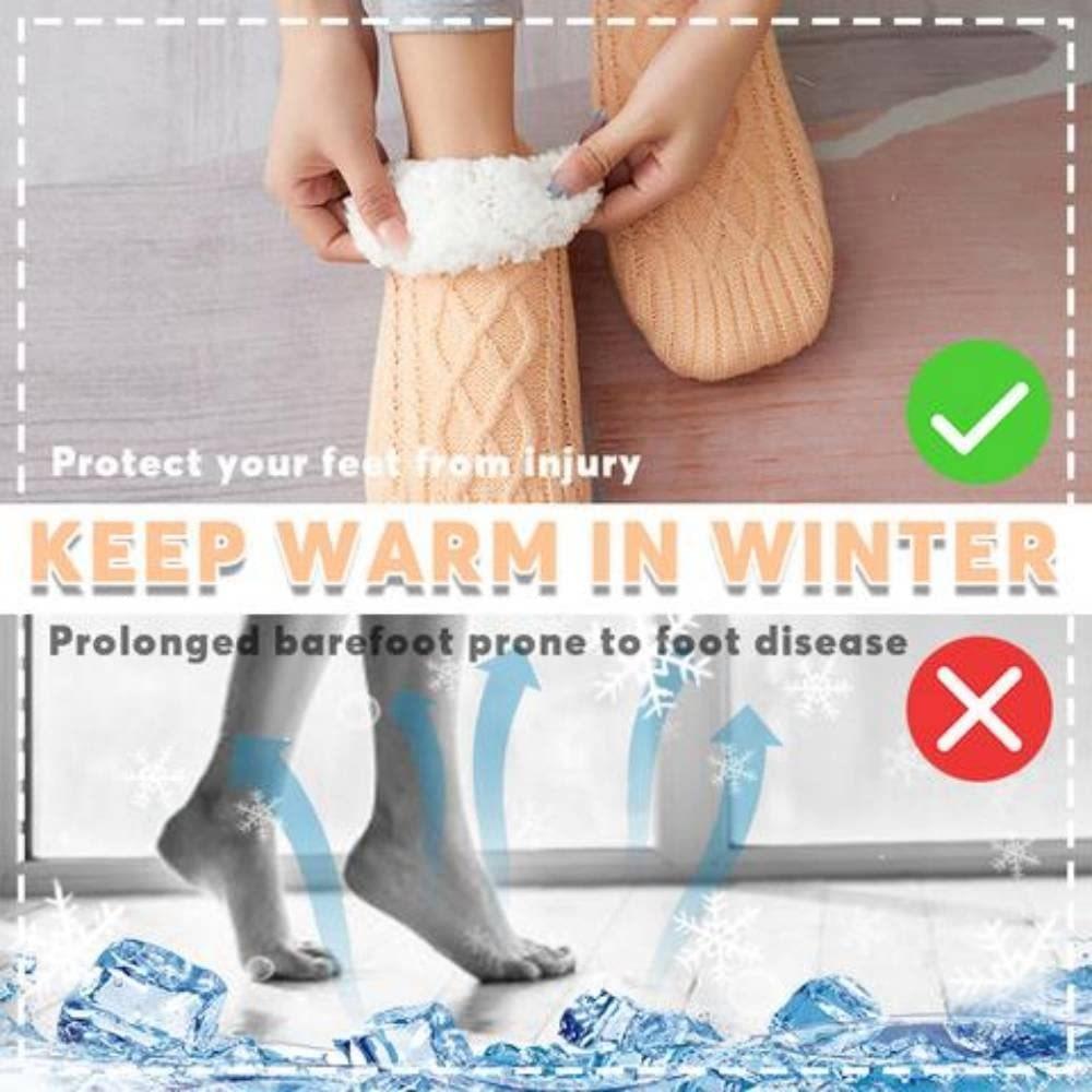 Winter Woolen Socks Women Thicken Warm Home Bedroom Socks Slippers Men Non-slip Foot Warmer Snow Socks Calcetines Mujer - Homey Footwear