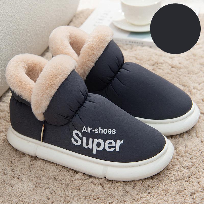 Warm House Shoes Plush Fleece High Back Heel Slippers - Homey Footwear