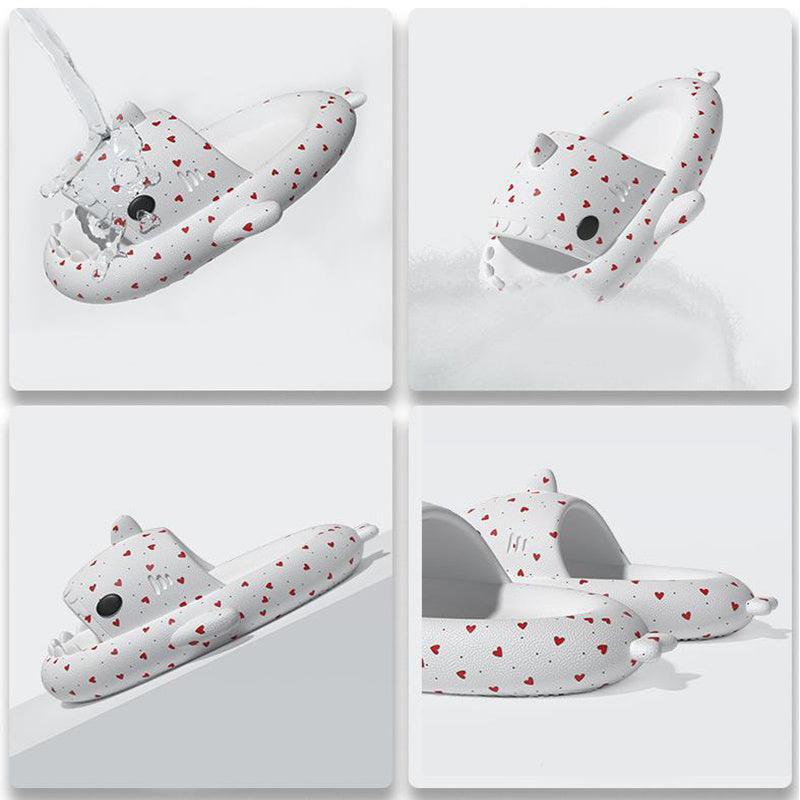 Lovers Shark Slippers Heart Print Shoes Women Men - Homey Footwear