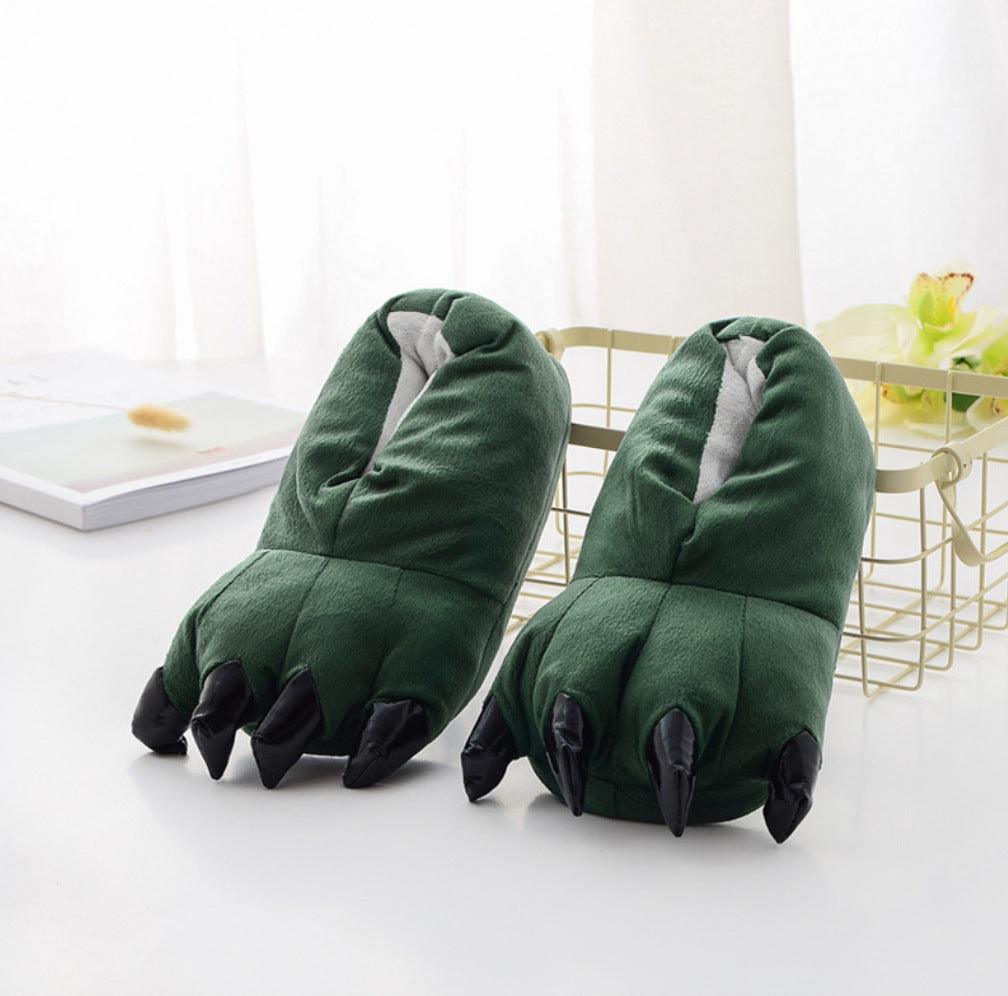 Winter Soft Warm Dinosaur Paw Funny Slippers for Men Women Kids Parent-child Home House Slipper Shoes Room Cotton Shoes - Homey Footwear