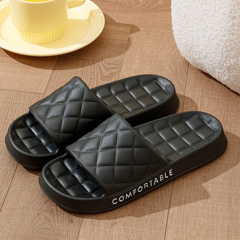 Men's Home Slippers With Plaid Design Soft-soled Silent Indoor Floor Bathing Slippers Women House Shoes Summer - Homey Footwear