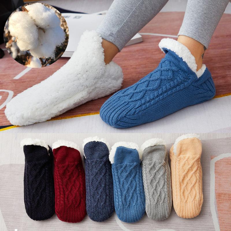 Winter Woolen Socks Women Thicken Warm Home Bedroom Socks Slippers Men Non-slip Foot Warmer Snow Socks Calcetines Mujer - Homey Footwear