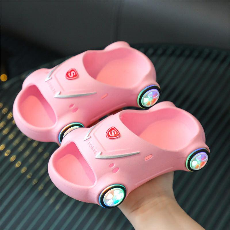 Kids Glowing Slippers Cartoon Car Sandals Children Sandals Anti Slip Boys Girls Luminous Slippers Summer Beach Shoes - Homey Footwear