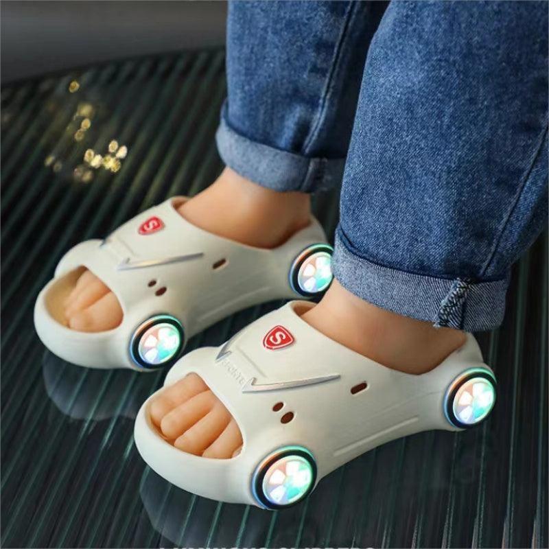 Kids Glowing Slippers Cartoon Car Sandals Children Sandals Anti Slip Boys Girls Luminous Slippers Summer Beach Shoes - Homey Footwear