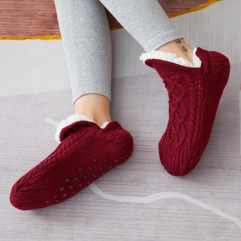 Winter Woolen Socks Women Thicken Warm Home Bedroom Socks Slippers Men Non-slip Foot Warmer Snow Socks Calcetines Mujer - Homey Footwear