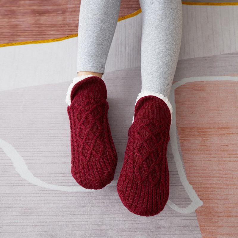 Winter Woolen Socks Women Thicken Warm Home Bedroom Socks Slippers Men Non-slip Foot Warmer Snow Socks Calcetines Mujer - Homey Footwear