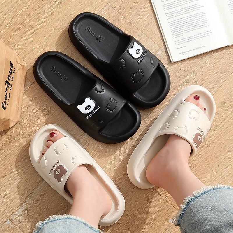 Cute Cartoon Bear Slippers For Women Summer Indoor - Homey Footwear