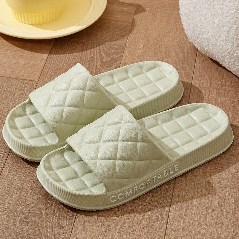 Men's Home Slippers With Plaid Design Soft-soled Silent Indoor Floor Bathing Slippers Women House Shoes Summer - Homey Footwear