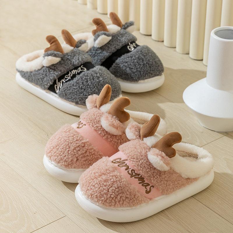 Christmas Shoes Winter Home Slippers Elk Soft Cozy - Homey Footwear