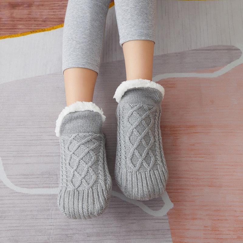 Winter Woolen Socks Women Thicken Warm Home Bedroom Socks Slippers Men Non-slip Foot Warmer Snow Socks Calcetines Mujer - Homey Footwear