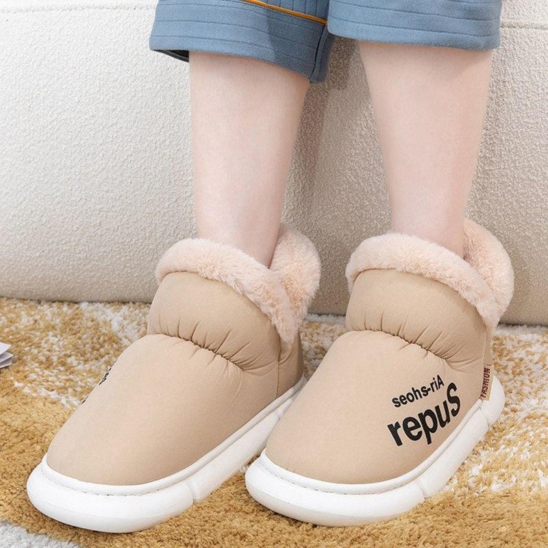 Warm House Shoes Plush Fleece High Back Heel Slippers - Homey Footwear