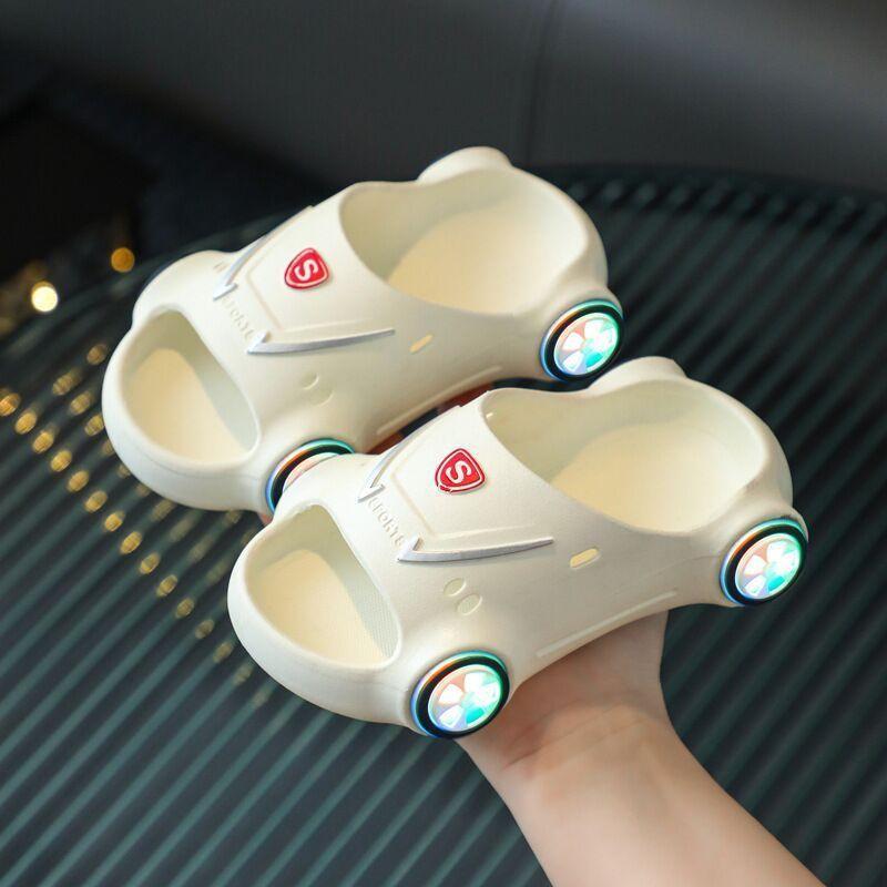 Kids Glowing Slippers Cartoon Car Sandals Children Sandals Anti Slip Boys Girls Luminous Slippers Summer Beach Shoes - Homey Footwear