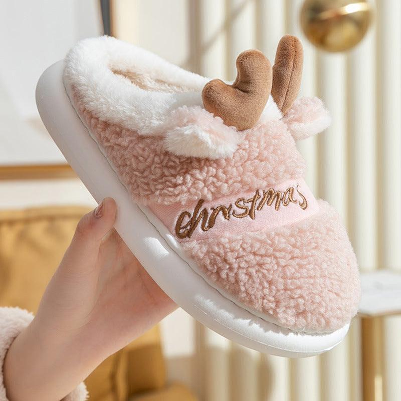 Christmas Shoes Winter Home Slippers Elk Soft Cozy - Homey Footwear