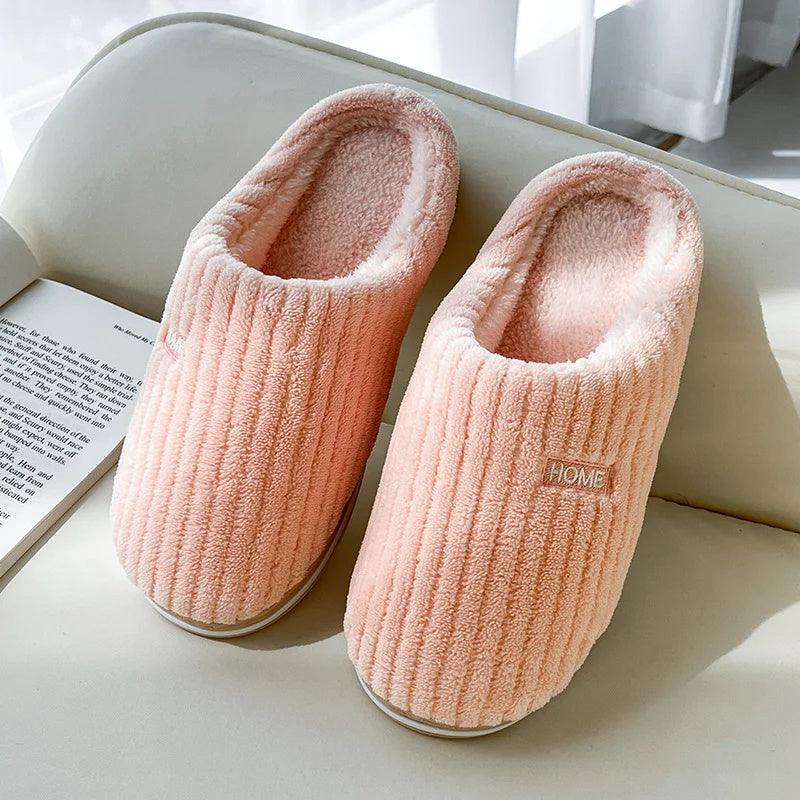 Solid Color Simple Cotton Slippers - Homey Footwear