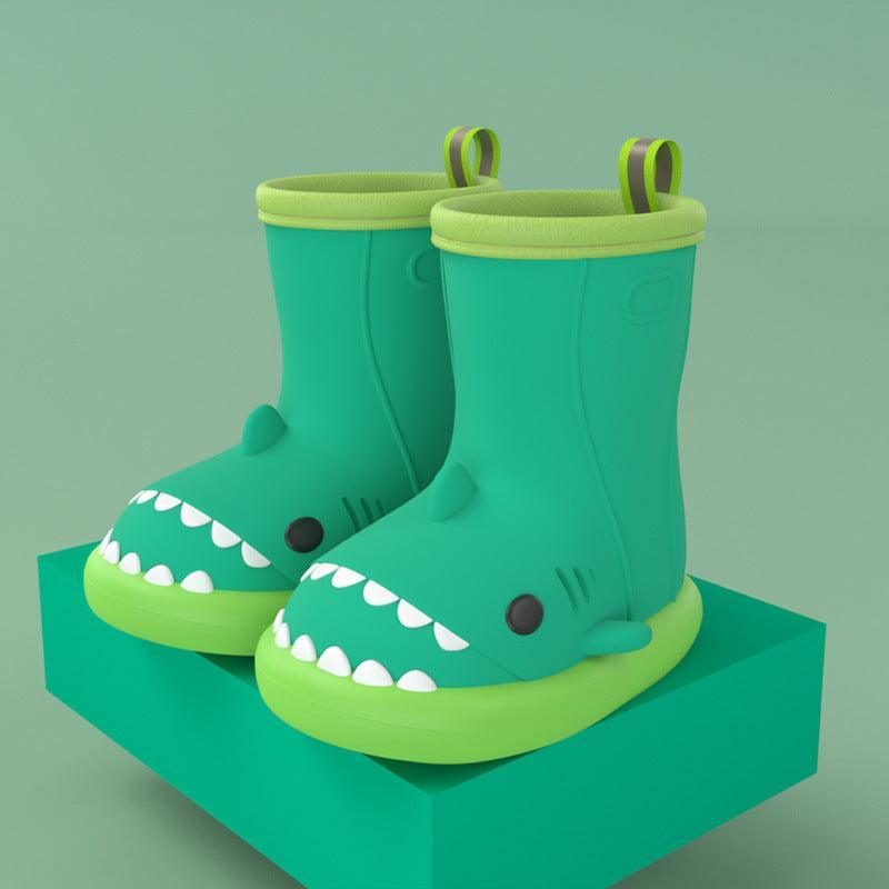 Children Boys Girls Cute Cartoon Waterproof Shoes Safety Rubber Shark Slippers Kids Rain Boots - Homey Footwear