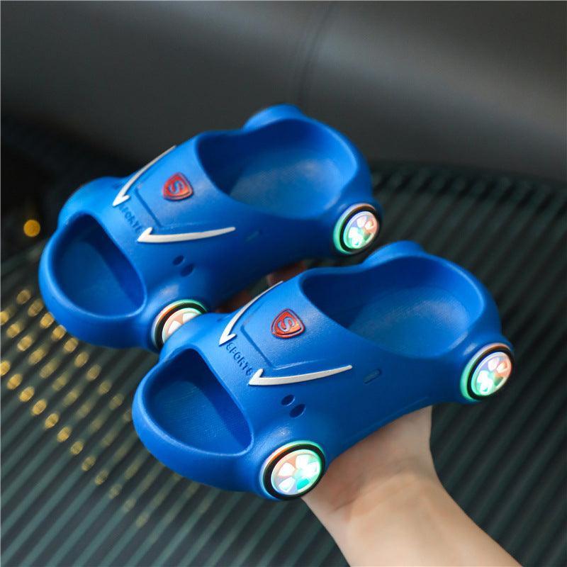 Kids Glowing Slippers Cartoon Car Sandals Children Sandals Anti Slip Boys Girls Luminous Slippers Summer Beach Shoes - Homey Footwear