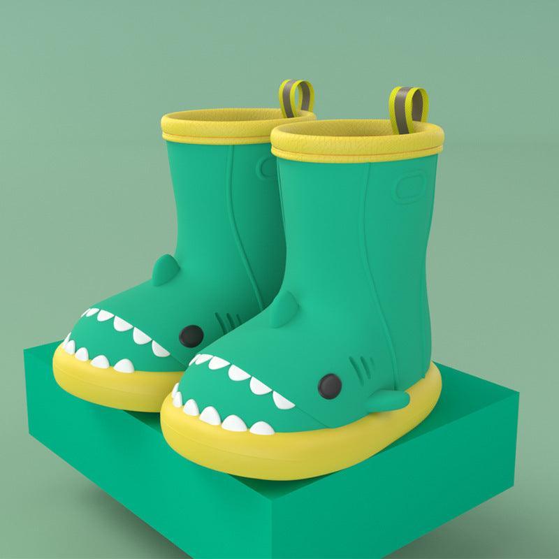 Children Boys Girls Cute Cartoon Waterproof Shoes Safety Rubber Shark Slippers Kids Rain Boots - Homey Footwear