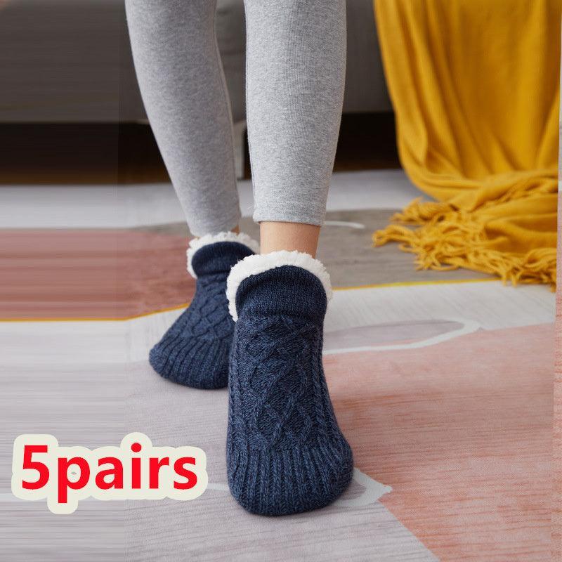 Winter Woolen Socks Women Thicken Warm Home Bedroom Socks Slippers Men Non-slip Foot Warmer Snow Socks Calcetines Mujer - Homey Footwear