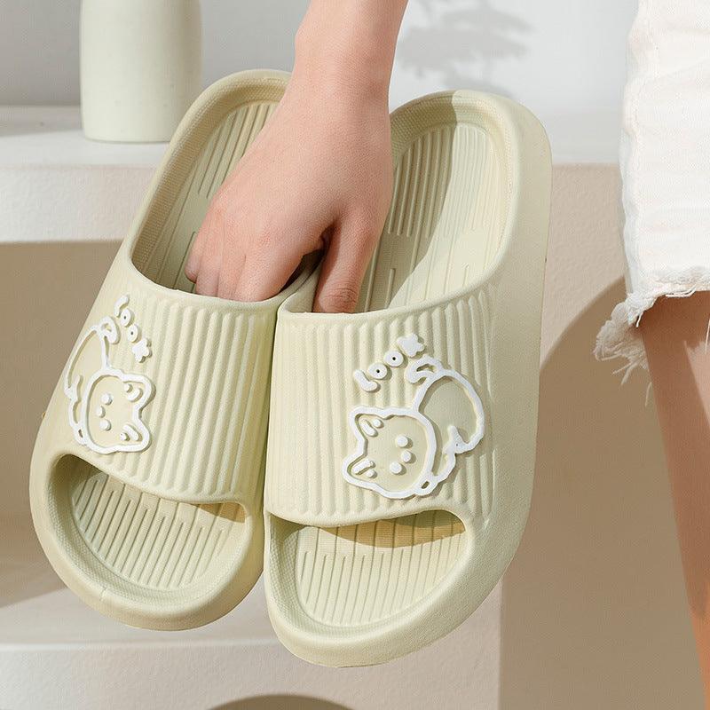 Cute Cat Slippers Summer Women Home Shoes Bath Thick Platform Non-Slip Slides Indoor Outdoor - Homey Footwear