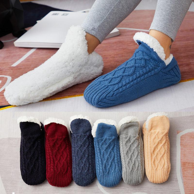 Winter Woolen Socks Women Thicken Warm Home Bedroom Socks Slippers Men Non-slip Foot Warmer Snow Socks Calcetines Mujer - Homey Footwear