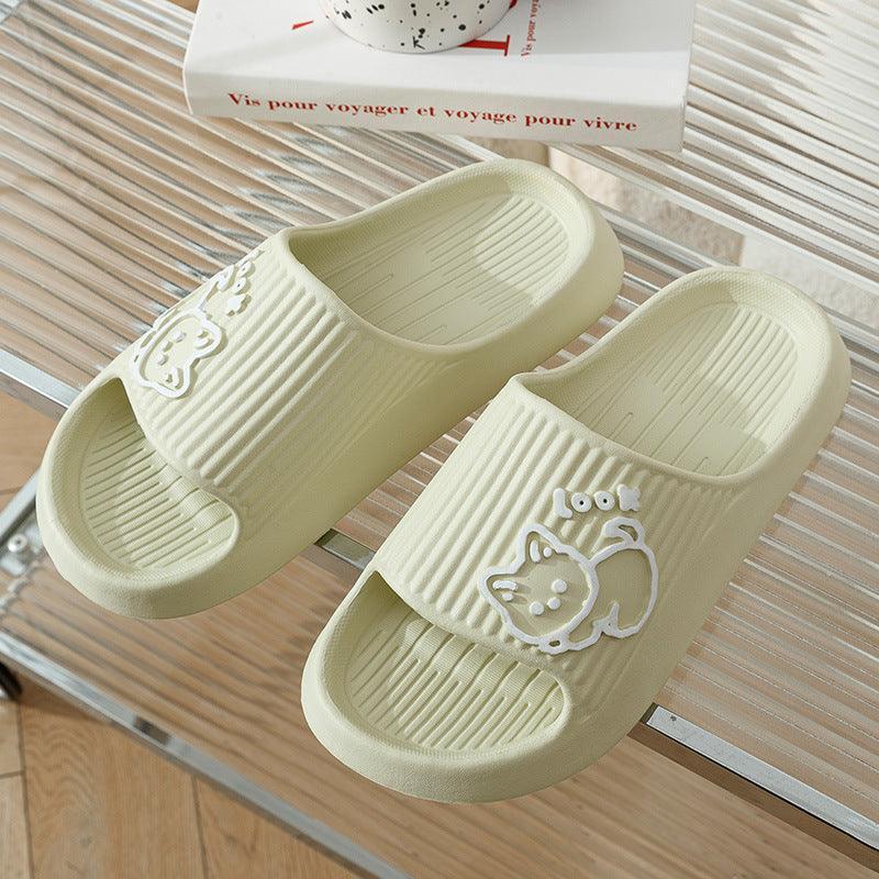 Cute Cat Slippers Summer Women Home Shoes Bath Thick Platform Non-Slip Slides Indoor Outdoor - Homey Footwear