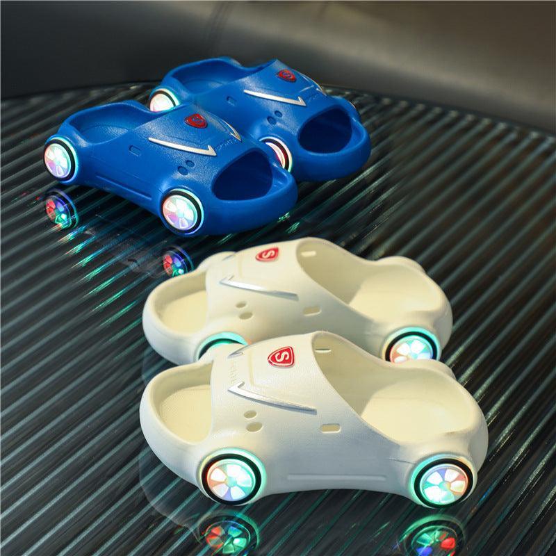 Kids Glowing Slippers Cartoon Car Sandals Children Sandals Anti Slip Boys Girls Luminous Slippers Summer Beach Shoes - Homey Footwear