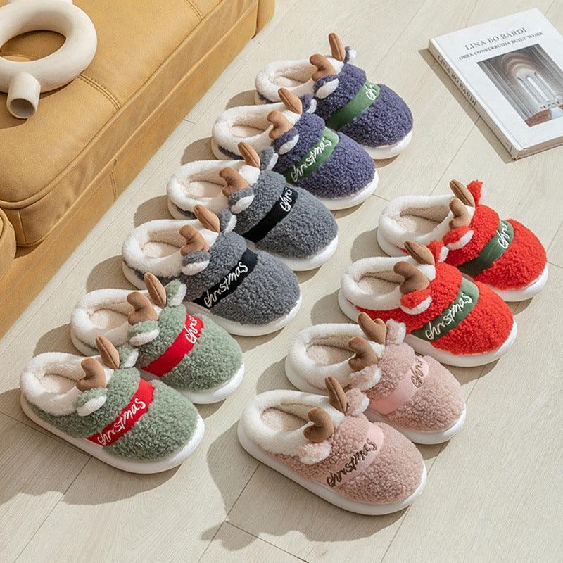 Christmas Shoes Winter Home Slippers Elk Soft Cozy - Homey Footwear