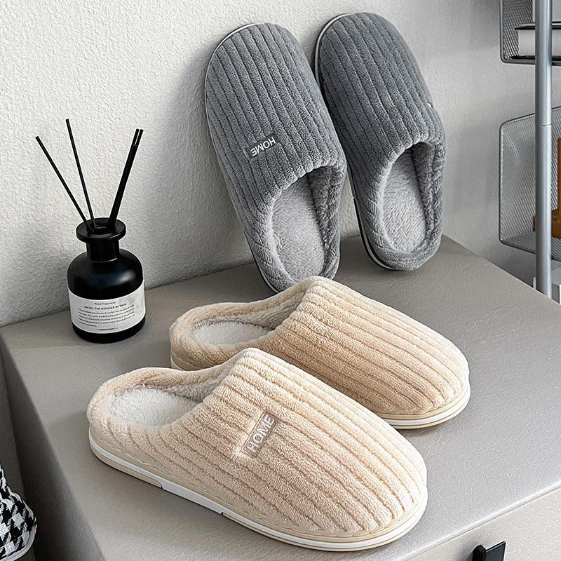 Solid Color Simple Cotton Slippers - Homey Footwear